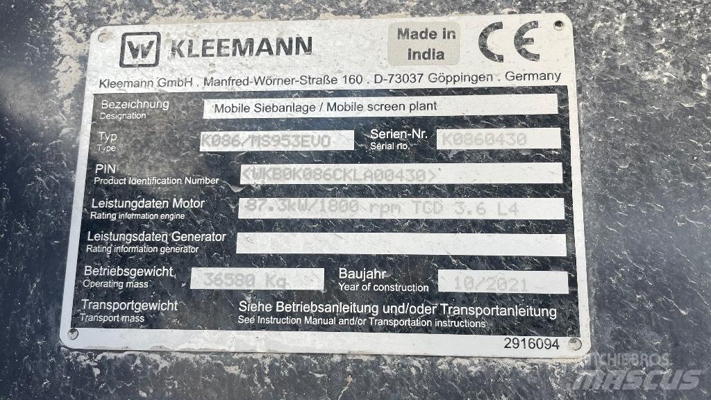 Kleemann 953 Sikteverk