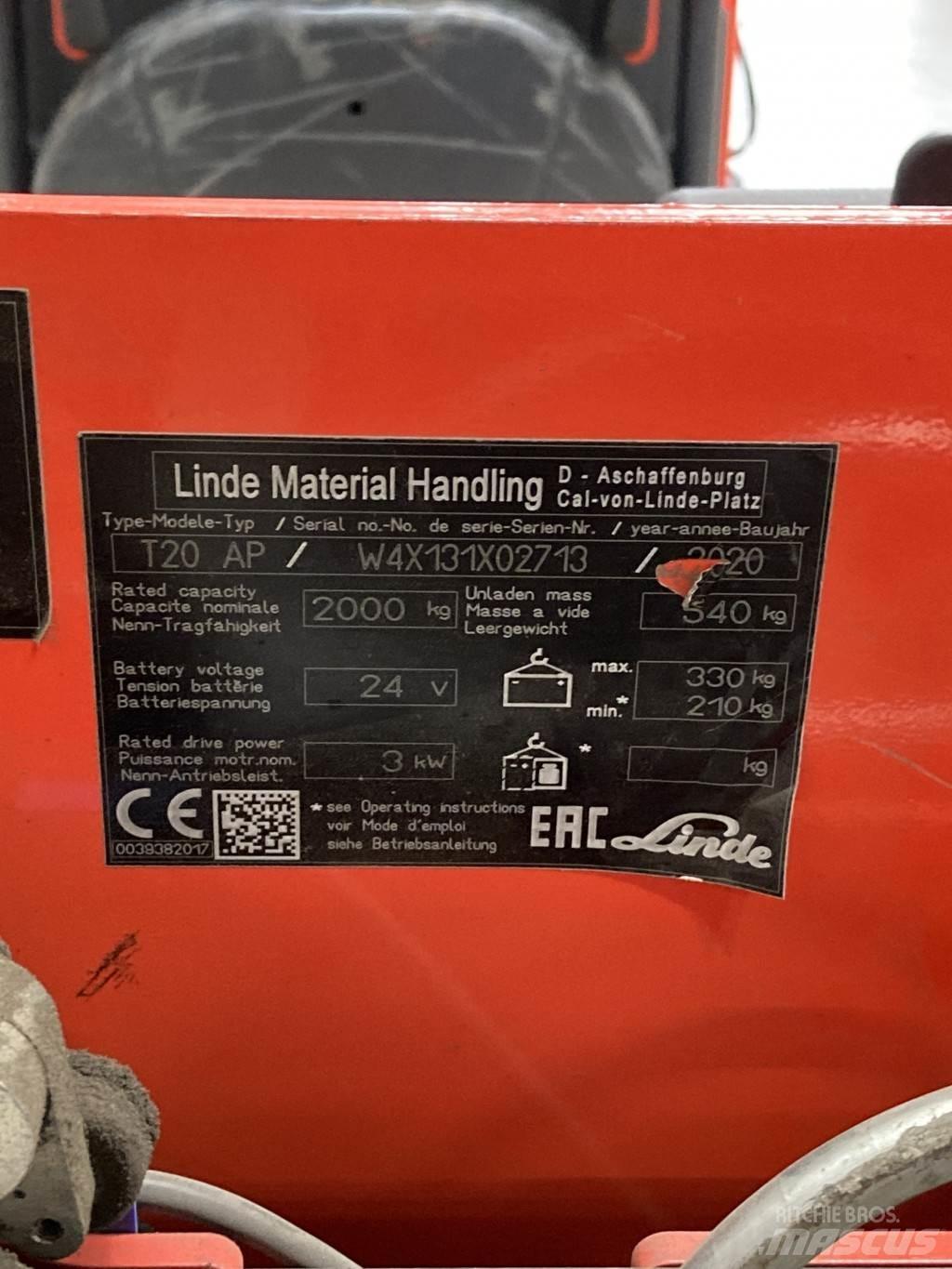 Linde T20AP kurz Lavtløftende truck