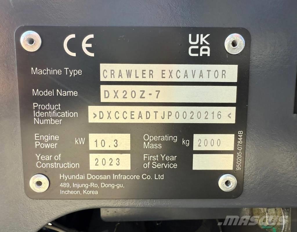 Doosan DX 20 Z-7 Minigravere <7t