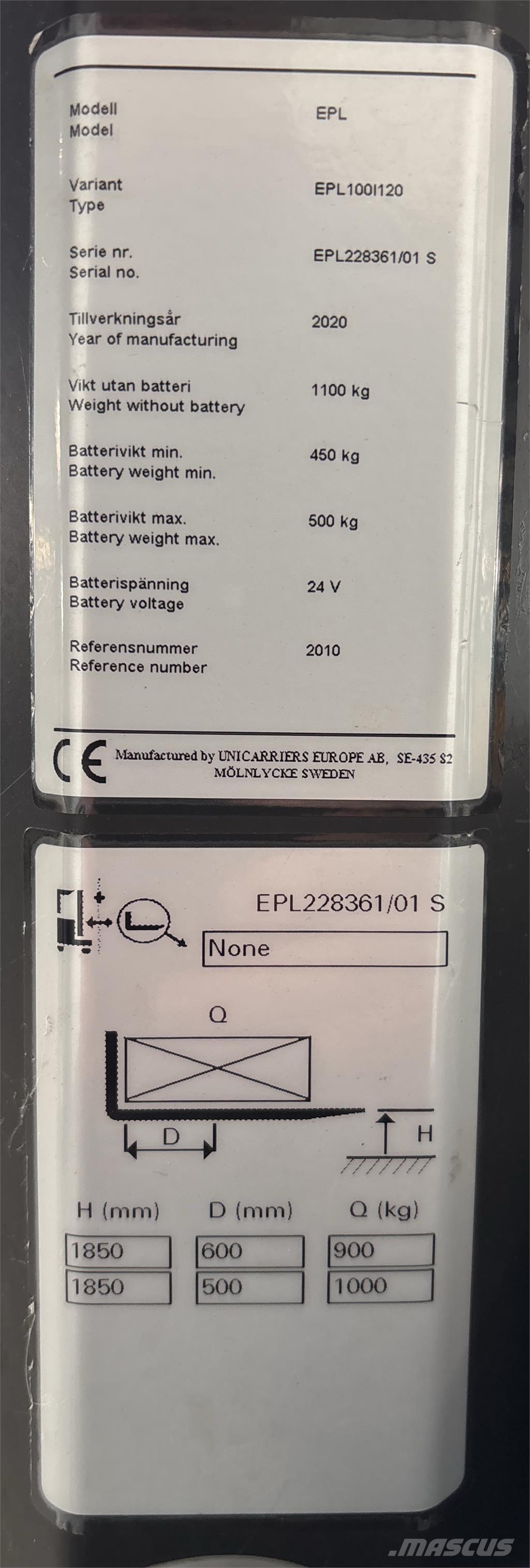 UniCarriers EPL100 Lavtløftende plukketruck