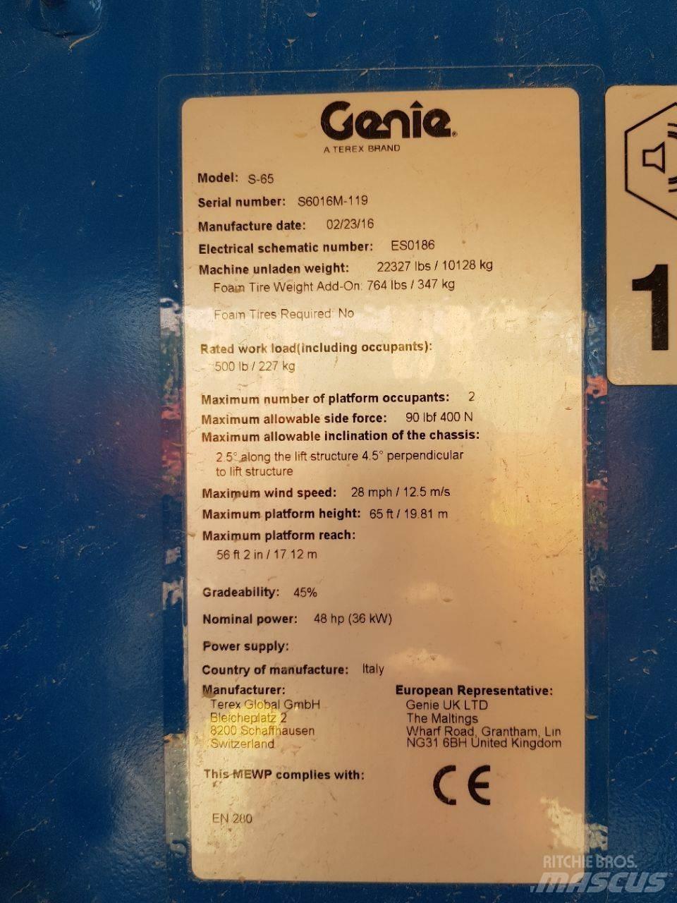 Genie S65 Teleskop bomlifter