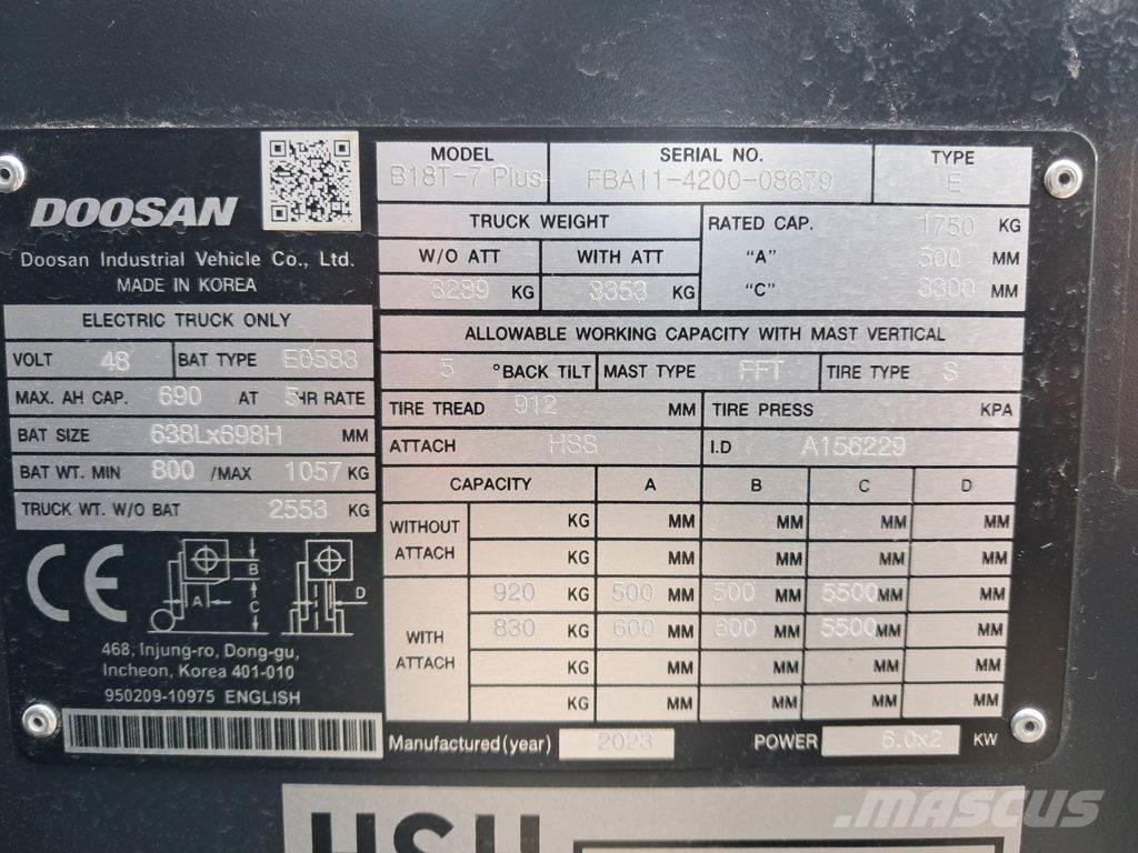 Doosan B18T-7 PLUS Elektriske trucker