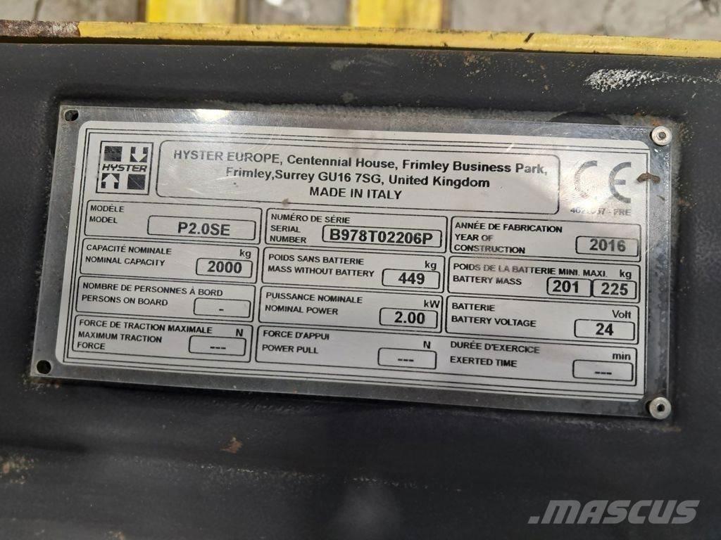Hyster P2.OSE Lavtløftende truck med platform