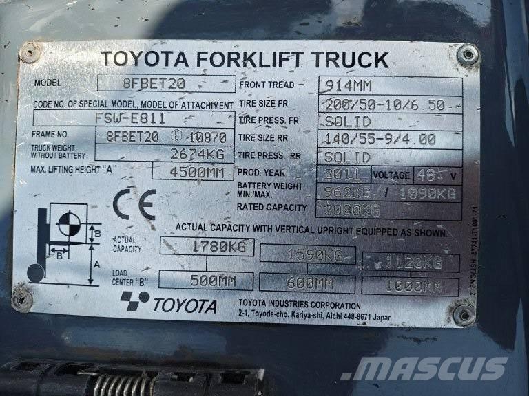 Toyota 8 FBET 20 Elektriske trucker
