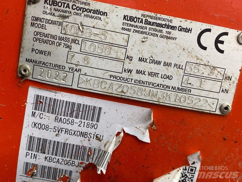 Kubota K008-5 Minigravere <7t