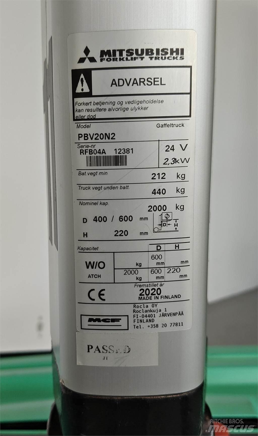 Mitsubishi PBV20N2 Gaffeltrucker - Annet