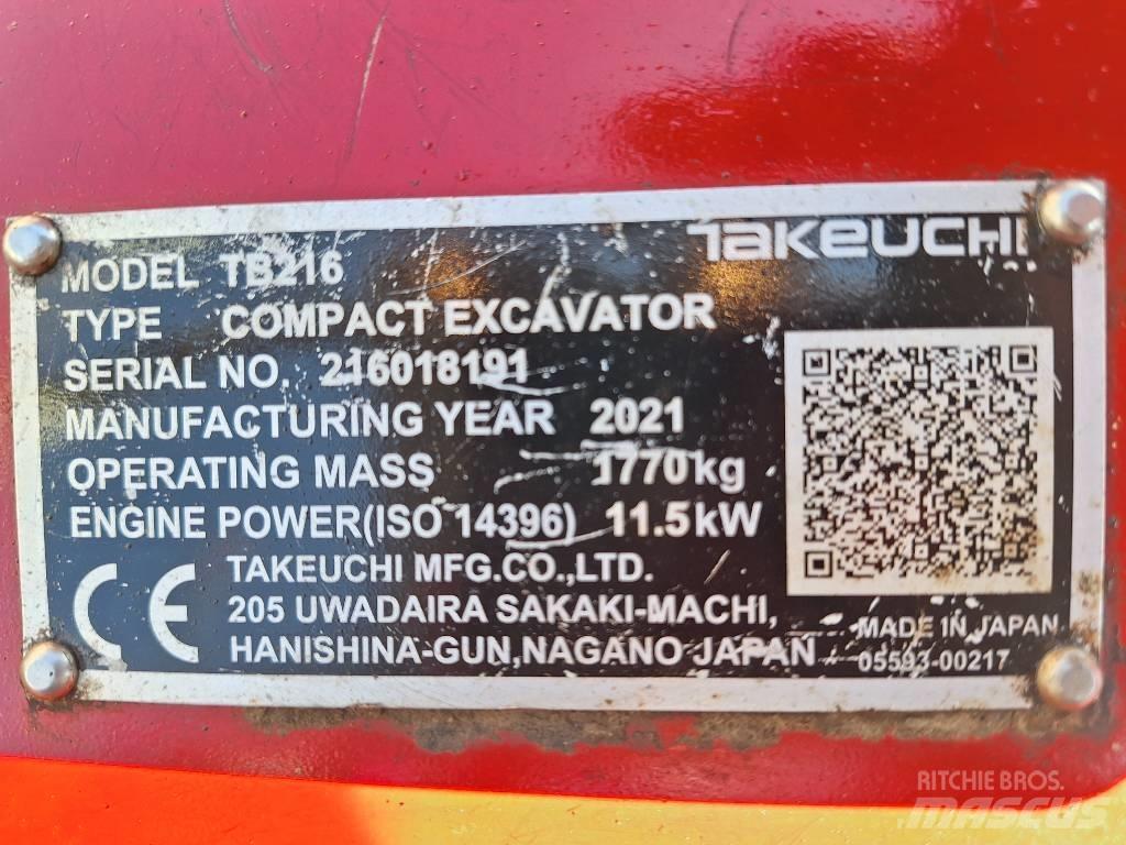 Takeuchi TB 216 Minigravere <7t