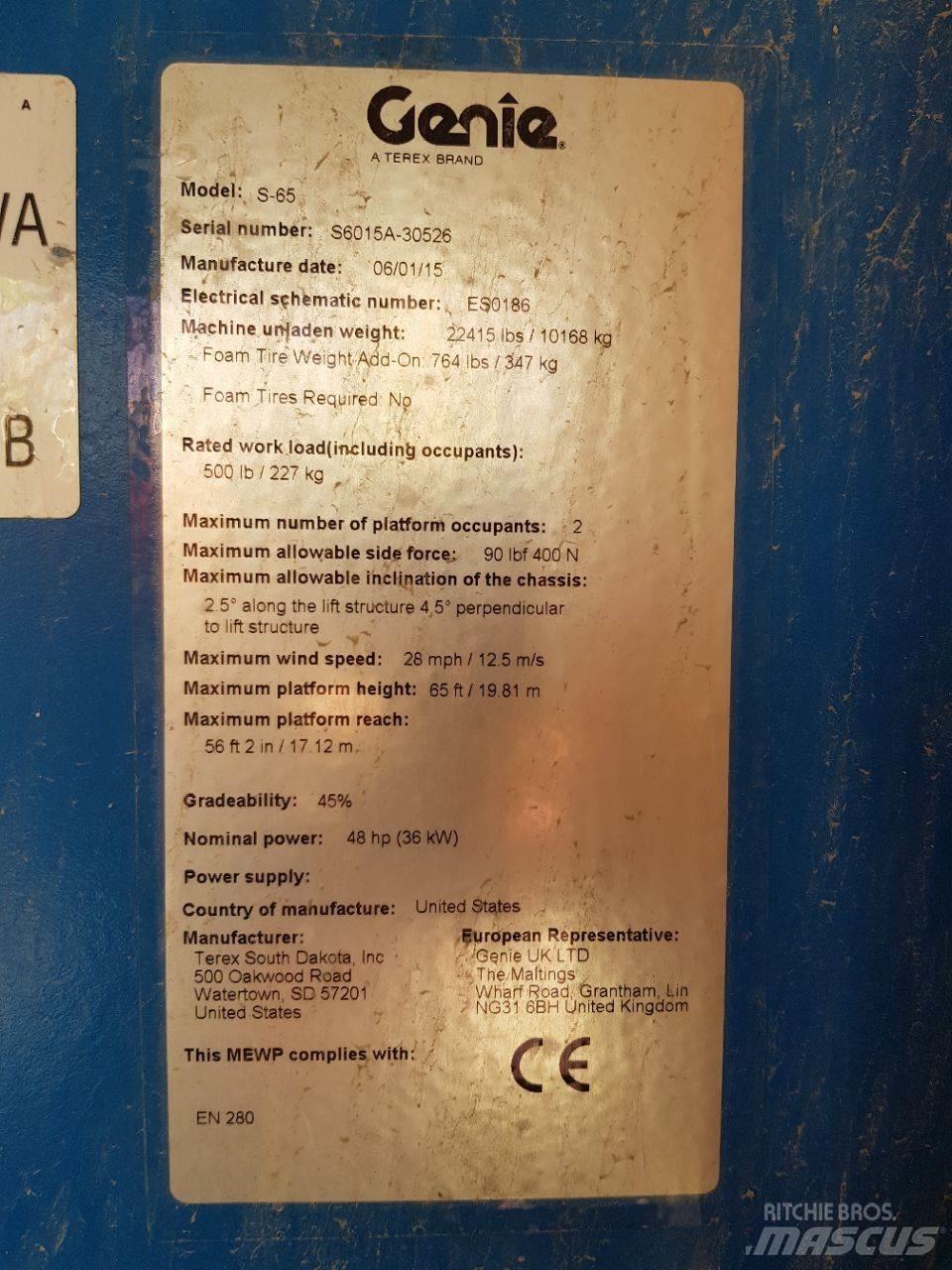 Genie S65 Teleskop bomlifter