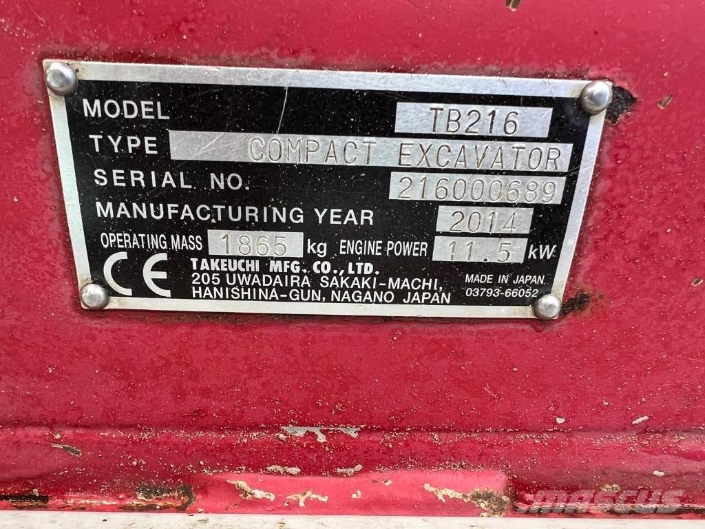 Takeuchi TB 216 Minigravere <7t