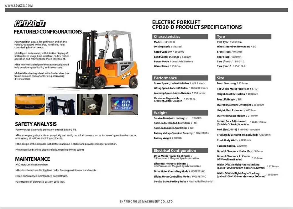  SDJK CPD 20 Electric Elektriske trucker