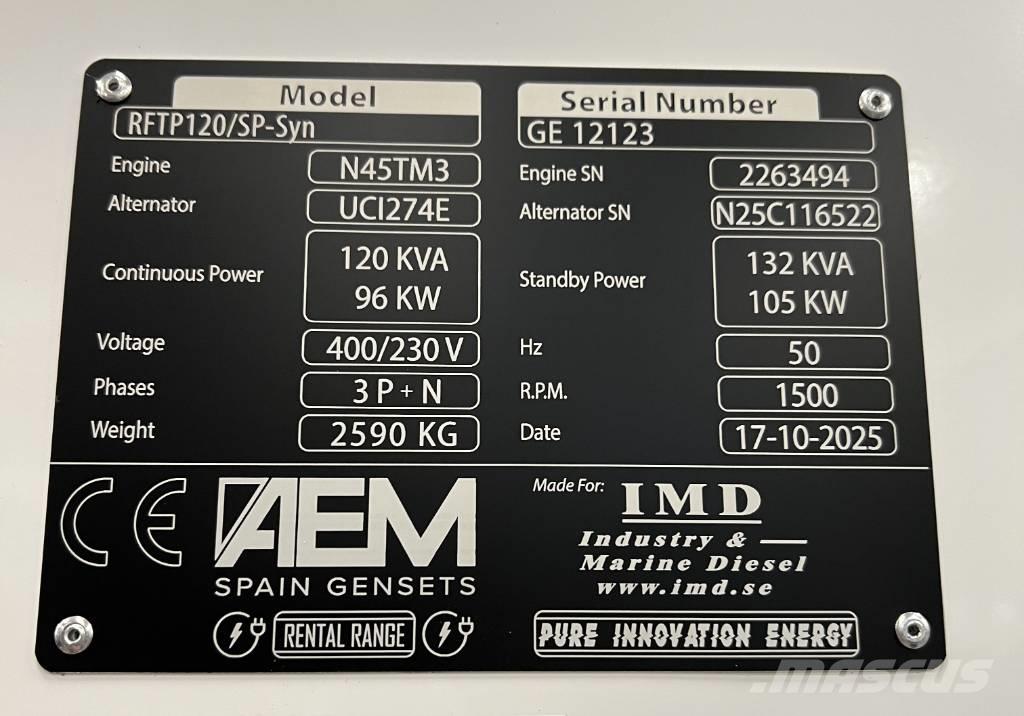  AEM RFTP120/SP-Syn Diesel Generatorer