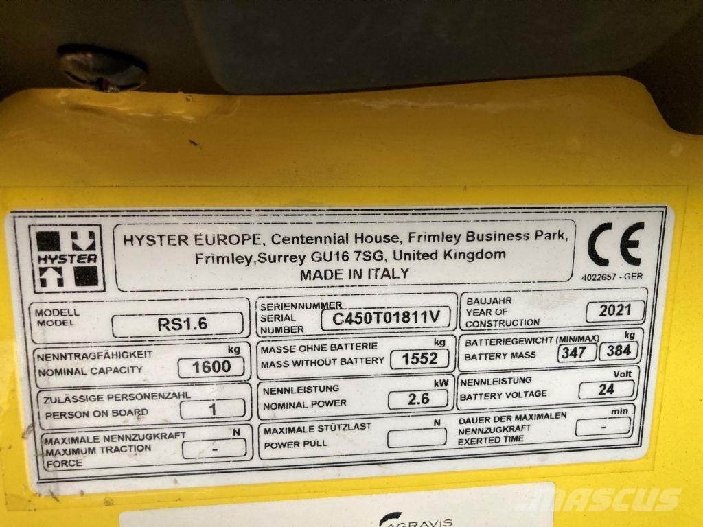 Hyster RS 1.6 IL Stablere