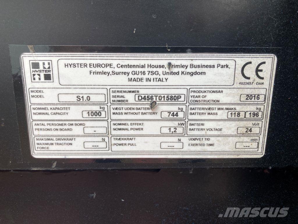 Hyster S 1.0 Ledestablere