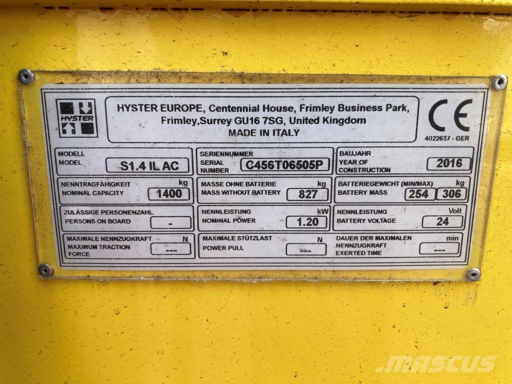 Hyster S 1.4 IL Ledestablere
