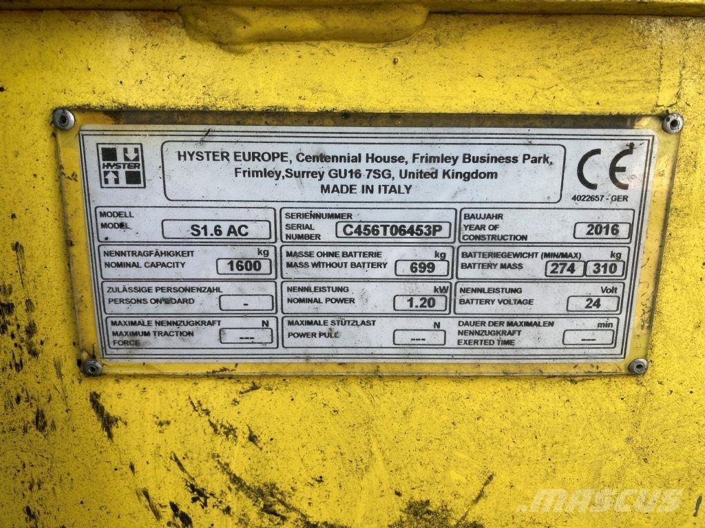Hyster S 1.6 AC Ledestablere