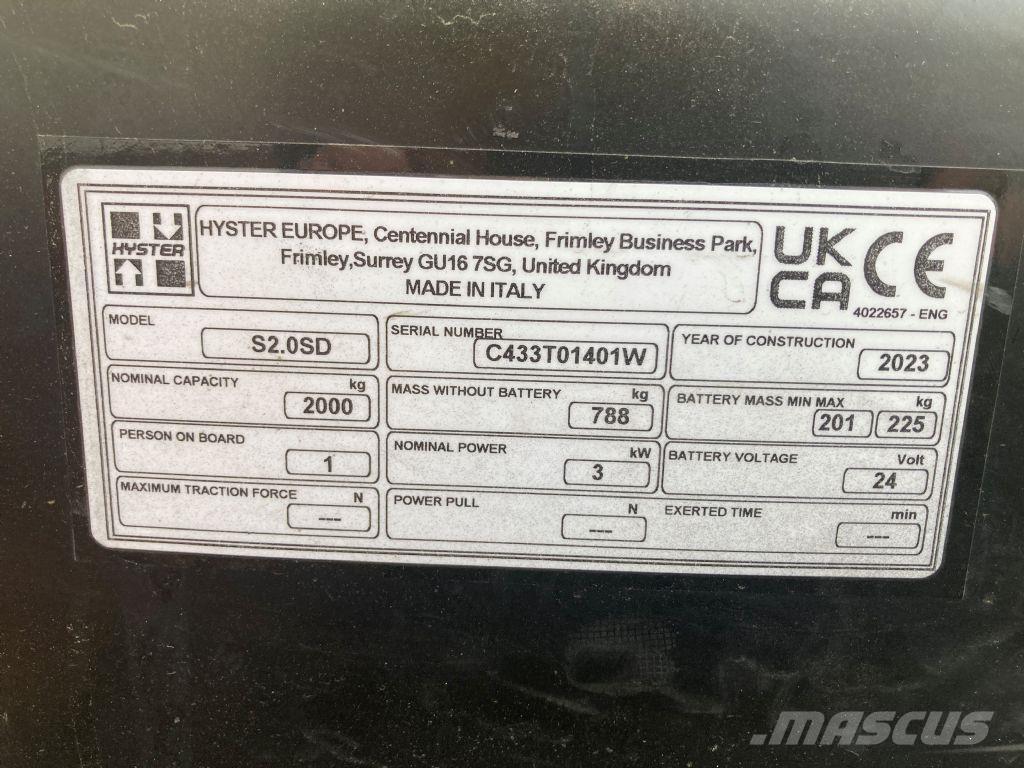 Hyster S 2.0SD Ledestablere