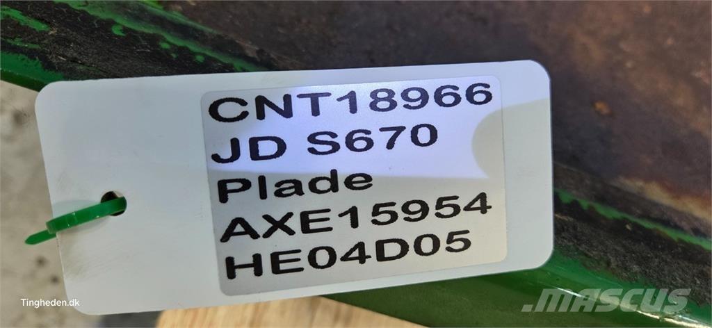 John Deere S670 Skurtresker tilbehør