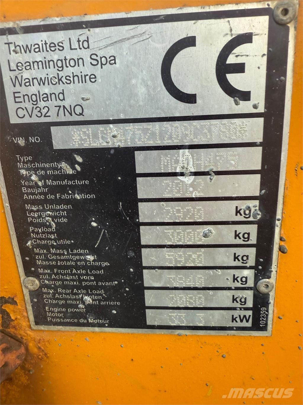 Thwaites 3 tons Mini dumpere