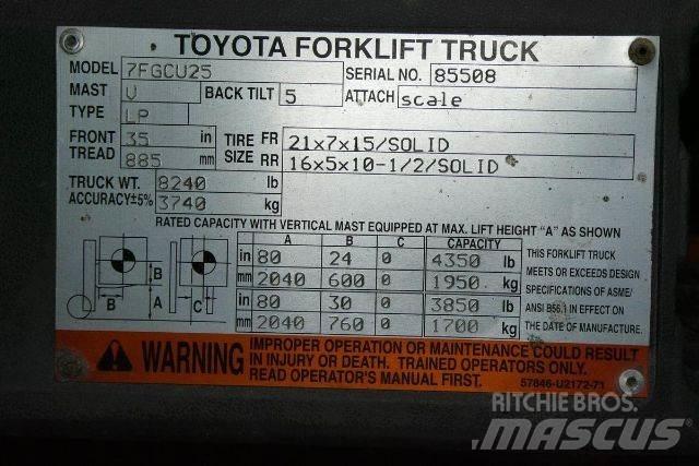 Toyota 7FGCU25 Gaffeltrucker - Annet