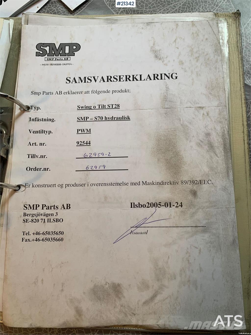 SMP S70 Rotortilt Andre komponenter