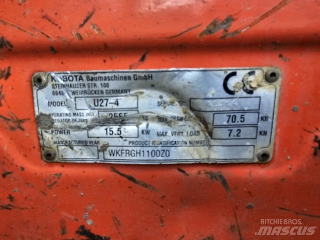 Kubota U 27-4 Minigravere <7t