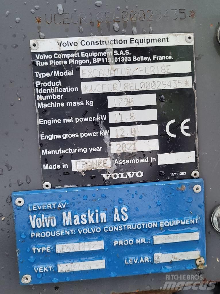 Volvo ECR18E Minigravere <7t