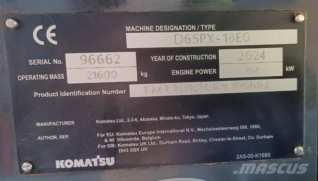 Komatsu D65PX-18E0 Dozere Beltegående