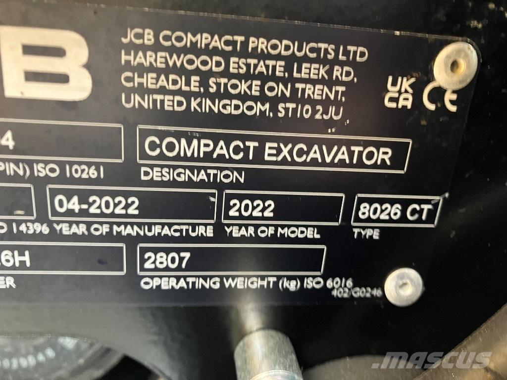 JCB 8026 CTS Minigravere <7t