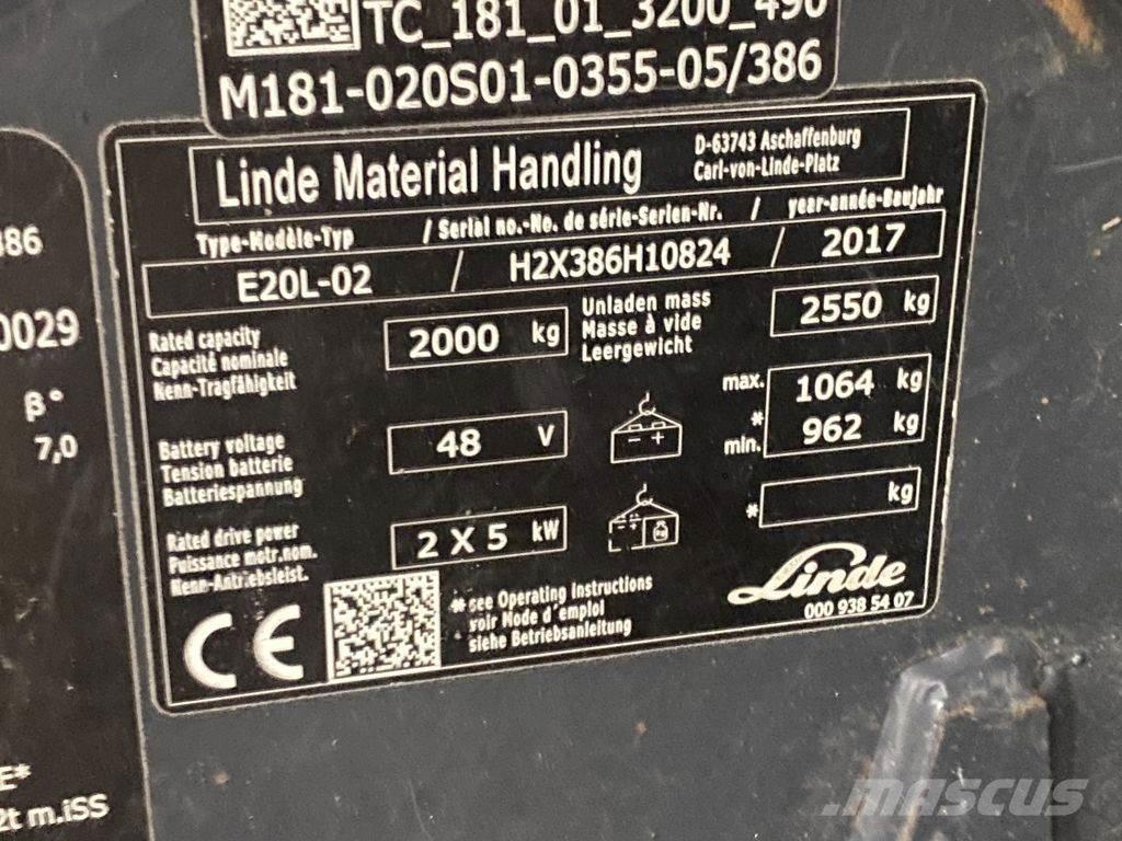 Linde E20L-02 Elektriske trucker