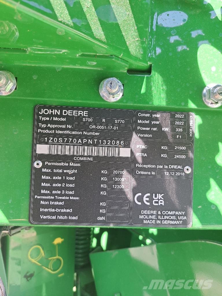 John Deere S 770 Skurtreskere