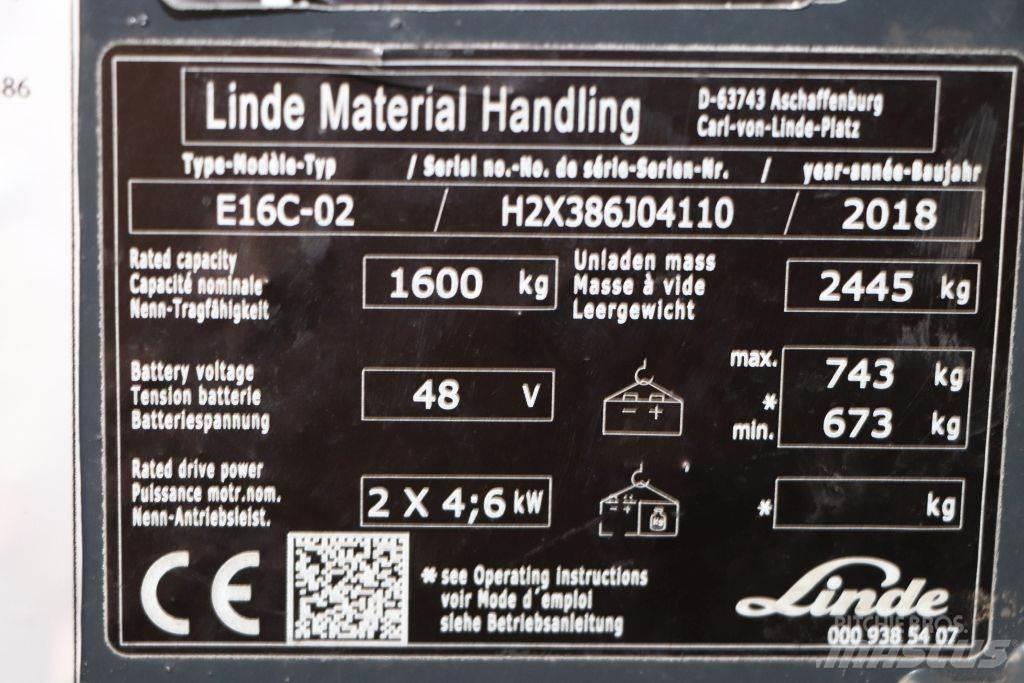Linde E16C-02 Elektriske trucker