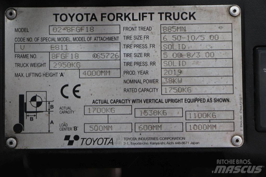 Toyota 02-8FGF18 Propan trucker