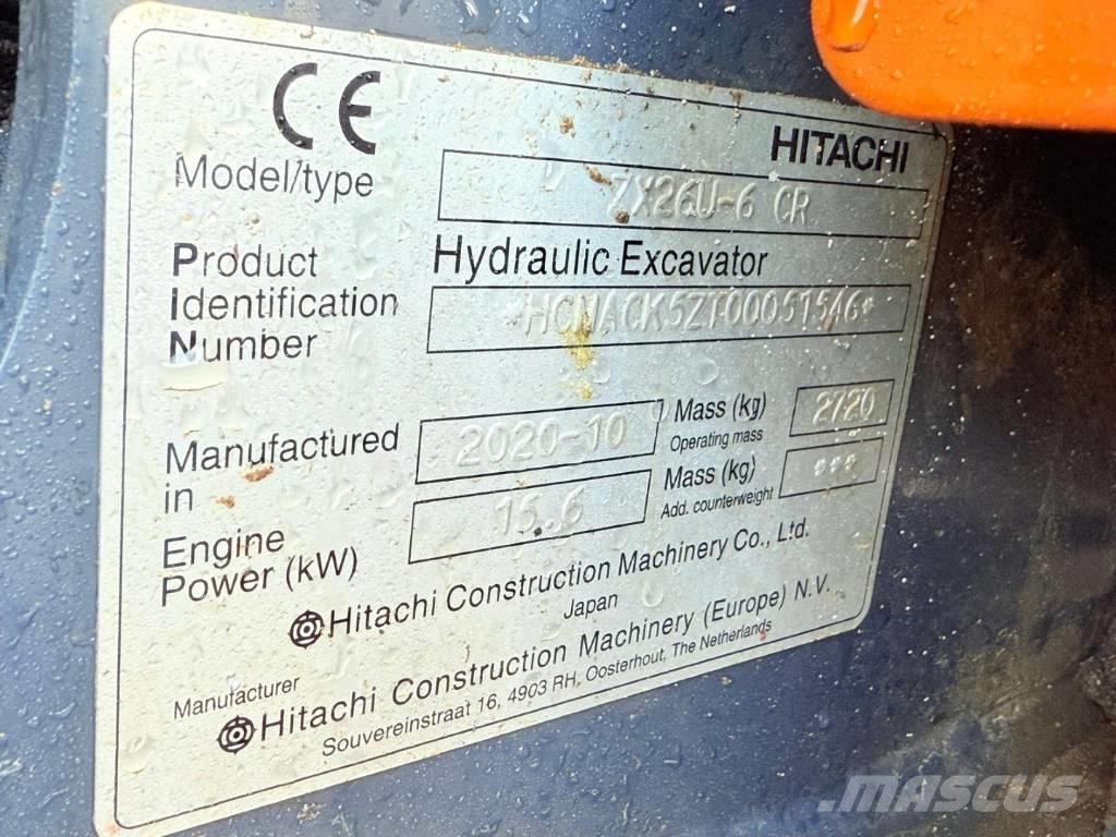 Hitachi ZX 26 U-6 CR Minigravere <7t