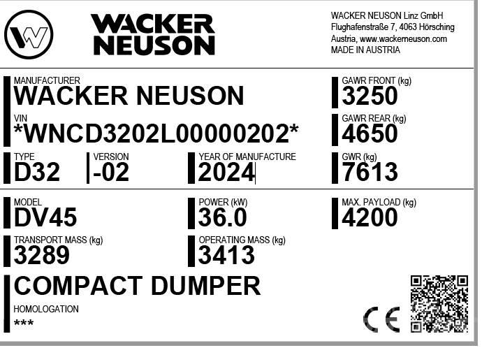 Wacker Neuson DV45 Mini dumpere