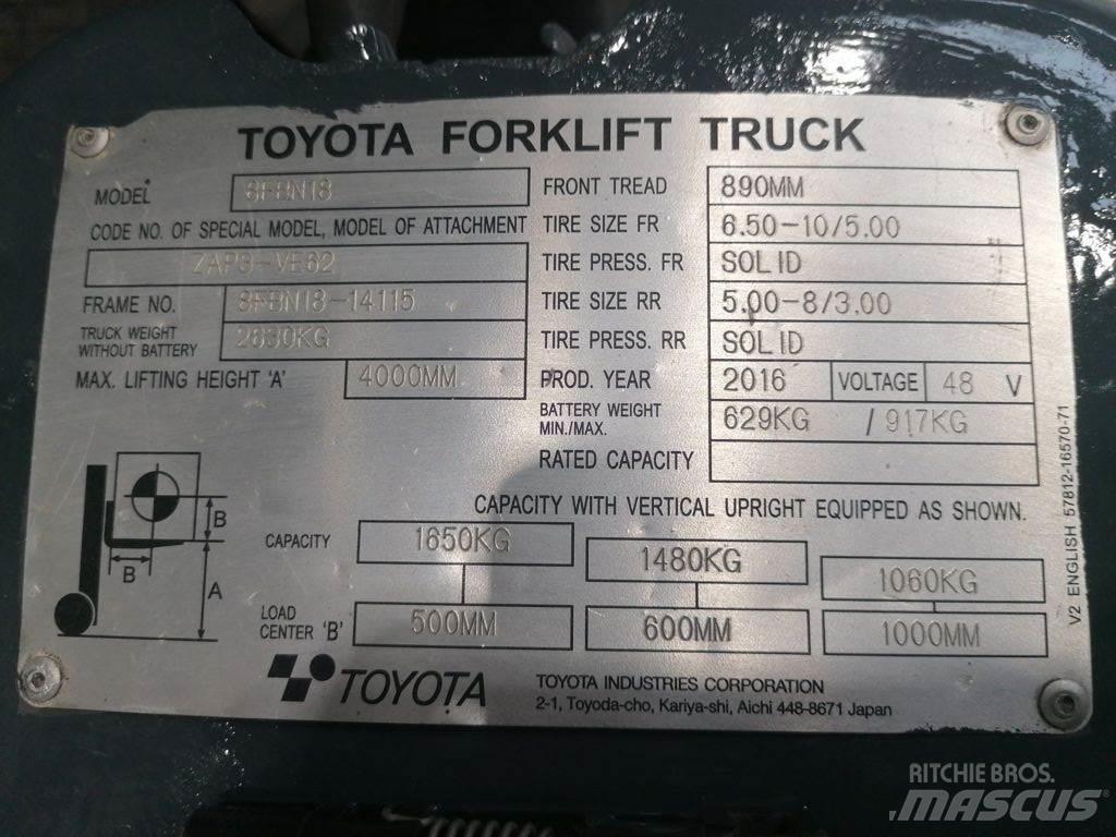 Toyota 8FBN18 Elektriske trucker