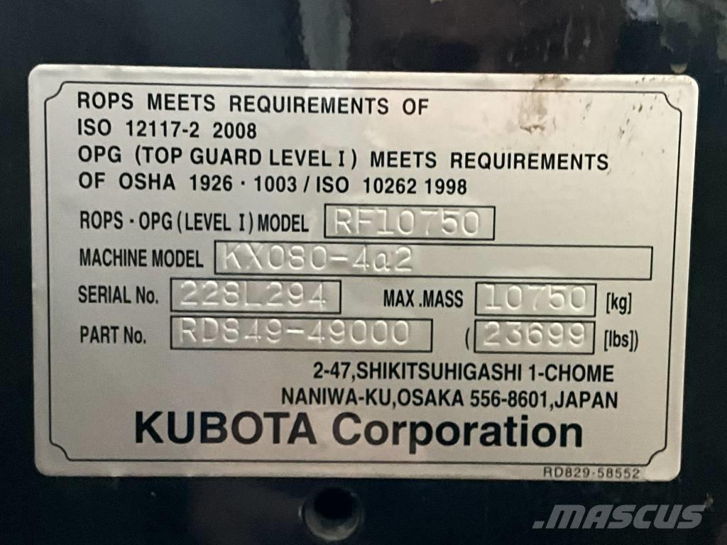 Kubota KX 080-4 A 2 Førerhus og Interiør