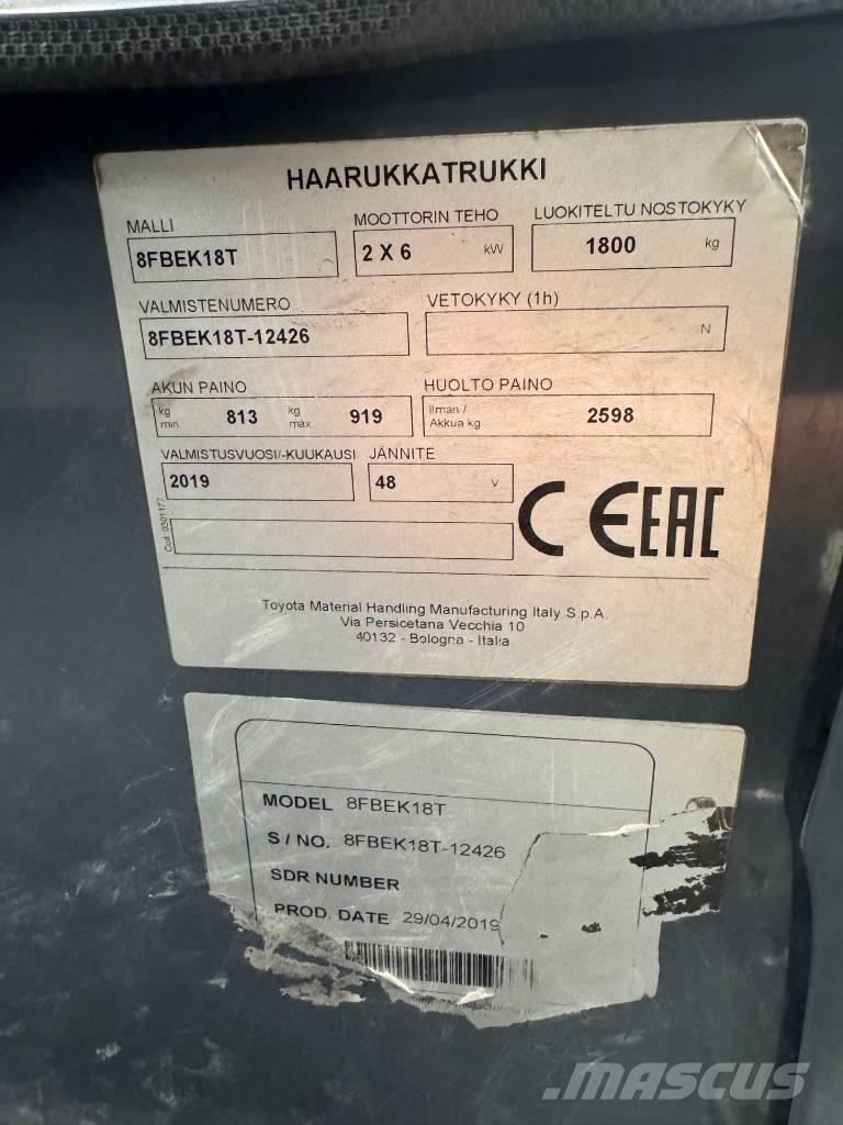 Toyota 8 FBEK 18 T Elektriske trucker