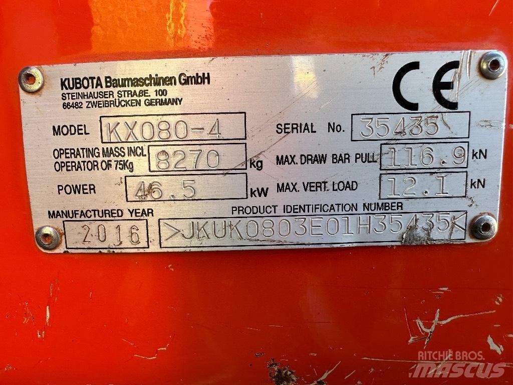 Kubota KX 080-4 Minigravere <7t