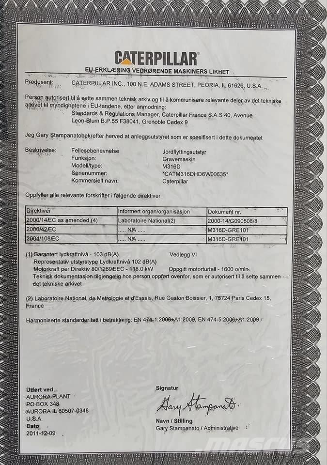 CAT M 316 D Hjulgravere