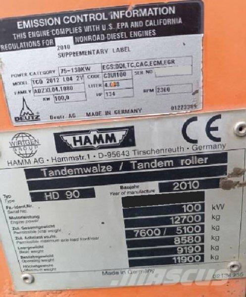 Hamm HD 90 Anlegg - Annet