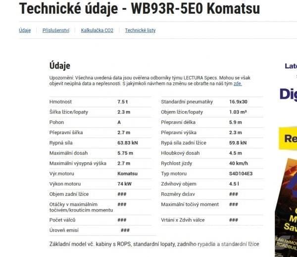 Komatsu WB 93 R Traktorgravere