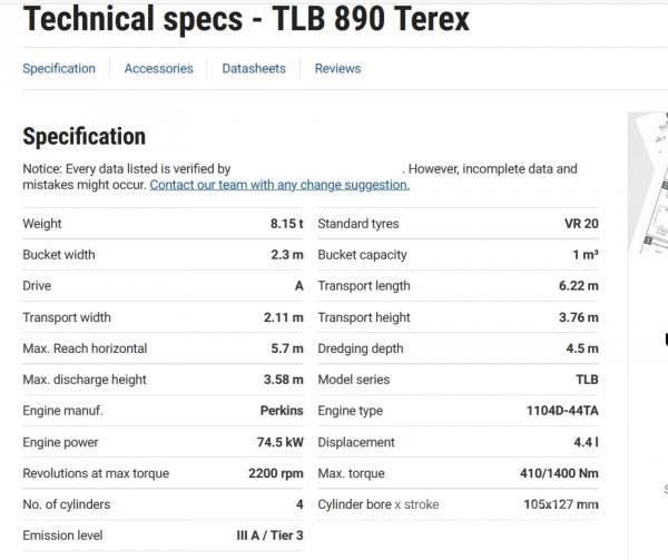 Terex TLB 890 Traktorgravere
