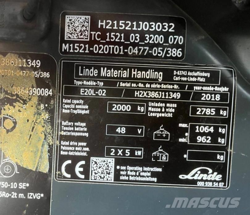 Linde E20L-02-386 Elektriske trucker