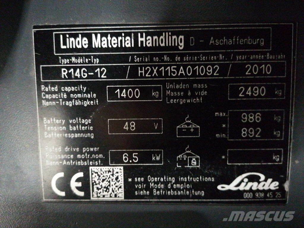 Linde R14G-12 Skyvemasttruck