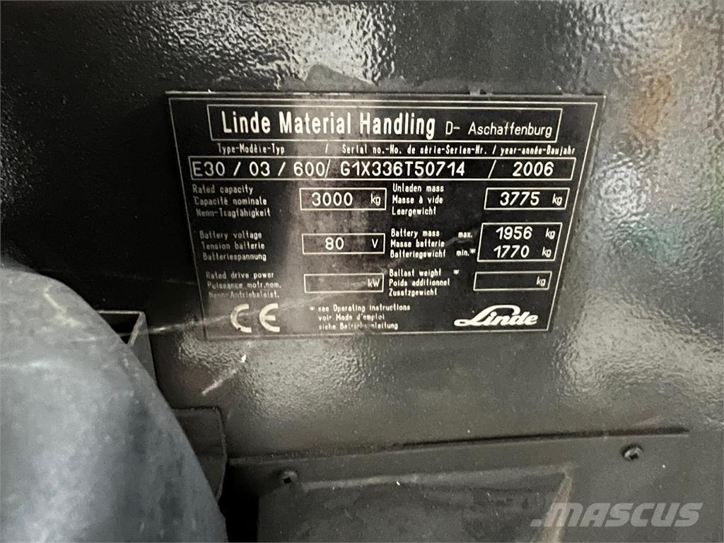 Linde E30 / 03 / 600 Elektriske trucker