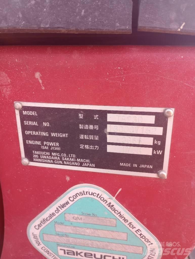 Takeuchi TB230RA Borutstyr tilbehør og deler