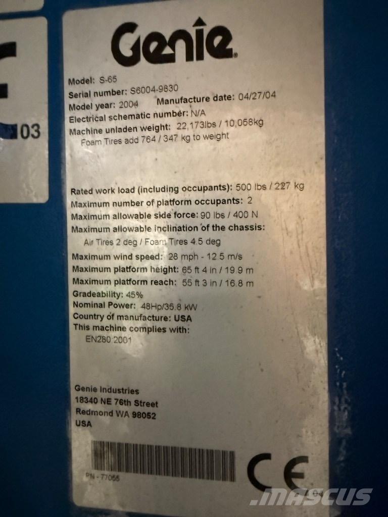 Genie S 65 Leddede bomlifter