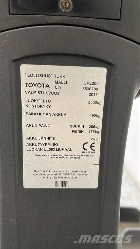 Toyota BT LPE 200 Lavtløftende truck med platform