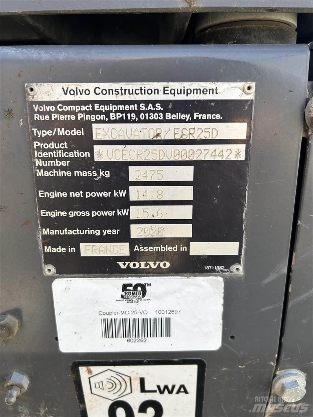 Volvo ECR25D Minigravere <7t