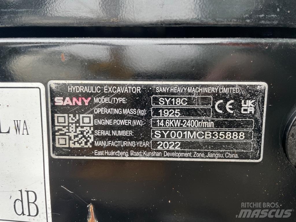 Sany SY 18 C Minigravere <7t